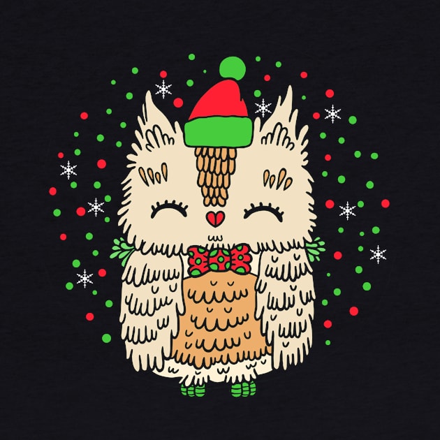 Funny Cute Owl Christmas T Shirt Xmas Gifts by frostelsinger